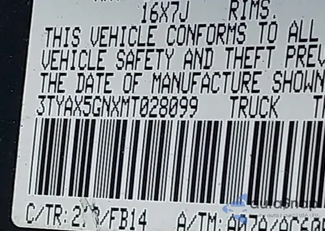 2021 Toyota Tacoma Sr из США, поврежденный, VIN 3TYAX5GNXMT028099